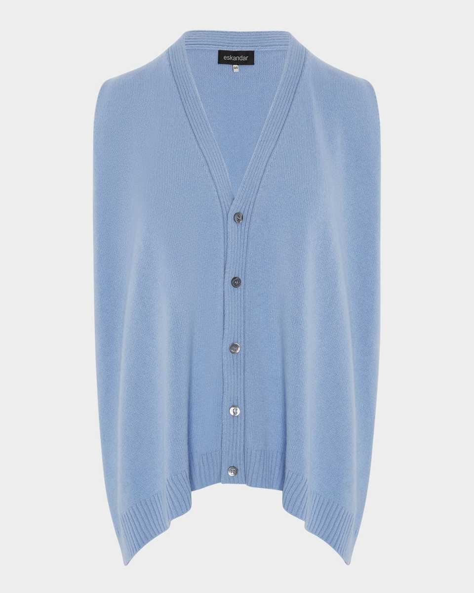 A-Line Sleeveless V-Neck Cashmere Cardigan (Mid Plus Length)